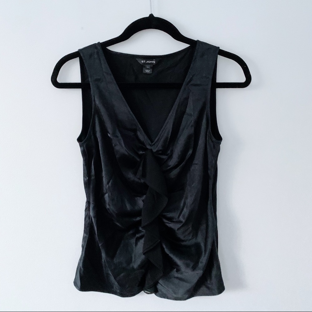 St John SILK Black Sleeveless Top
